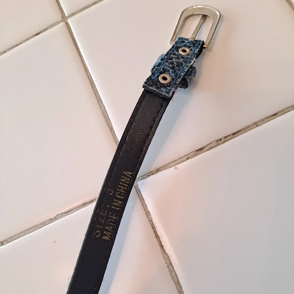 Black blue skinny belt snakeskin animal print party travel casual business cute